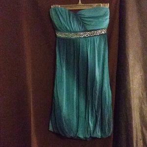 Aqua Strapless prom dress